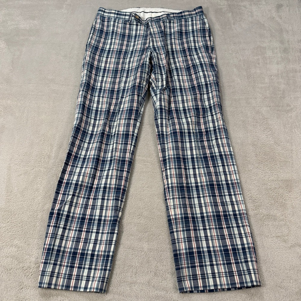 Lauren Ralph Lauren Mens 33x30 Blue White Red Madras Plaid Cotton Dress Pants